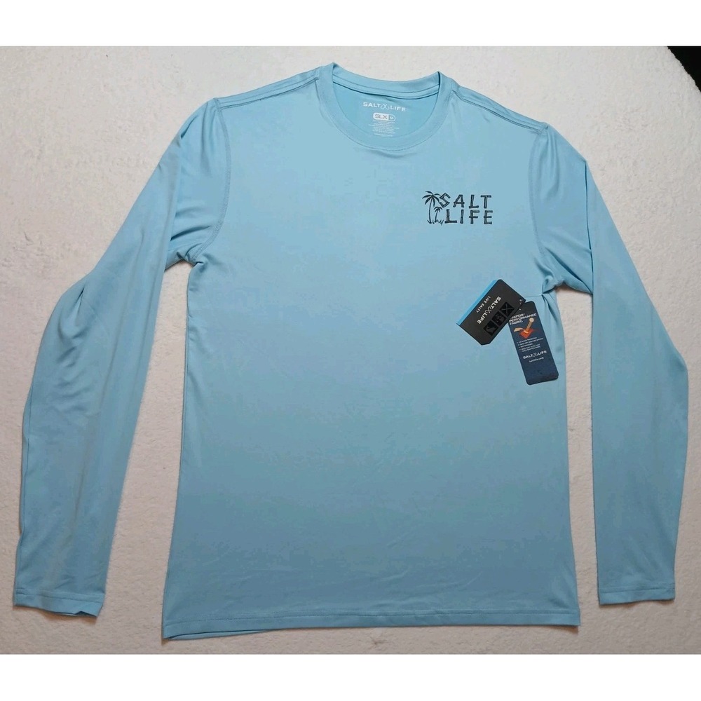 Salt Life SLX Performance Shirt Mens Medium M Sky Blue Long Sleeve NWT SLM6592